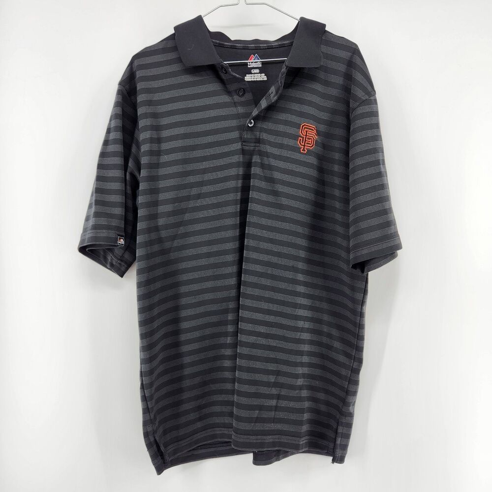 Majestic CoolBase‎ MLB San Francisco Giants Striped Short Sleeve Polo Shirt